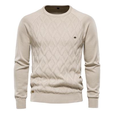 2024 Men's High-Quality Pure Cotton Knit Sweater - Solid Color Pullover for Autumn/Winter