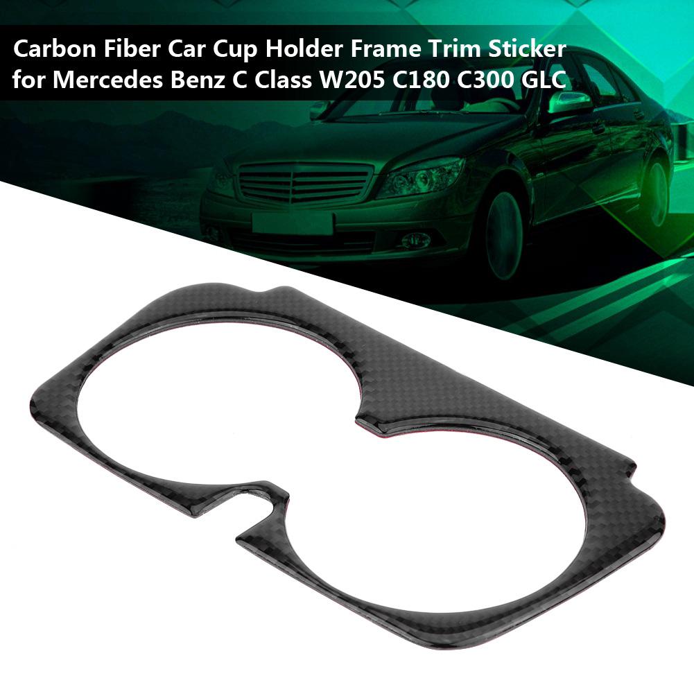 Carbon   Car Cup Holder Trim Sticker for   C Class W205 C180 GLC