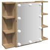 Mirror Cabinet with LED Lighting Artisan Oak Finish 70 X 16.5 X 60 Cm