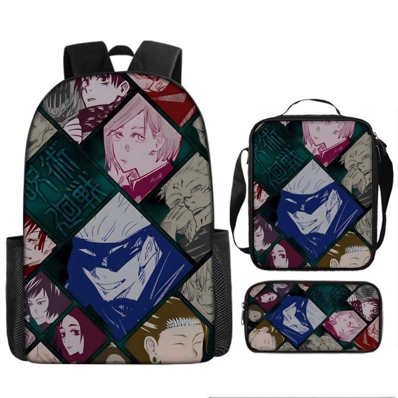 Zaino Scolastico Anime Jujutsu Kaisen per Bambini e Ragazzi Leggero in Tessuto Oxford Borsa a Doppia Tracolla con Schienale Imbottito
