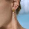 Delicate Geometric Mini Round Clear Zircon Pendant Earrings Retro PVD Plated Stainless Steel Stud Earring Fashion Jewelry Gift