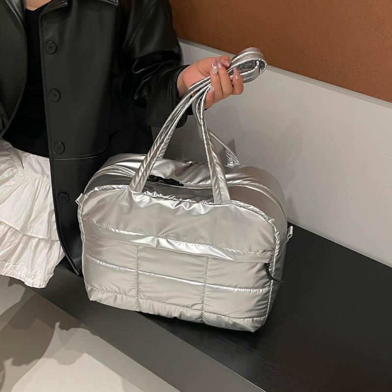Yogodlns Quilted Solid Color Padded Travel Bag Portable Stylish Large Capacity Handbag for Women Sports Work & Everyday Use