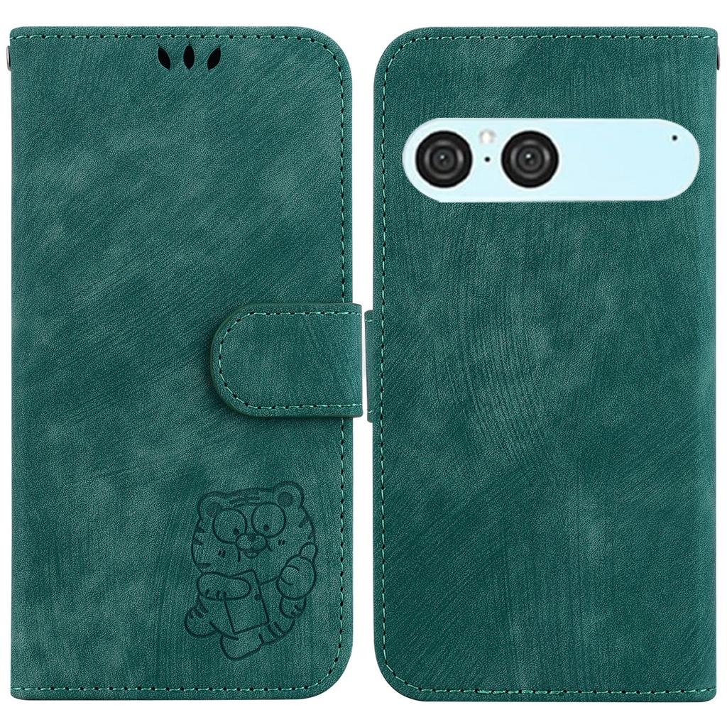 For Sony Xperia 10 VII Wallet Case Tiger Imprint Leather Shockproof Phone Cover with Wrist Strap