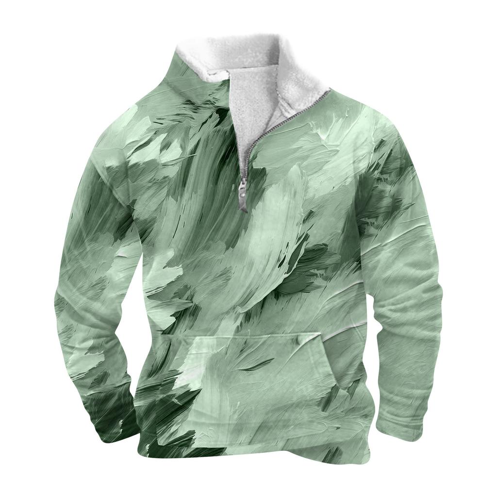 Vår och höst mäns stående krage sweatshirt är utomhus casual tröjor toppar