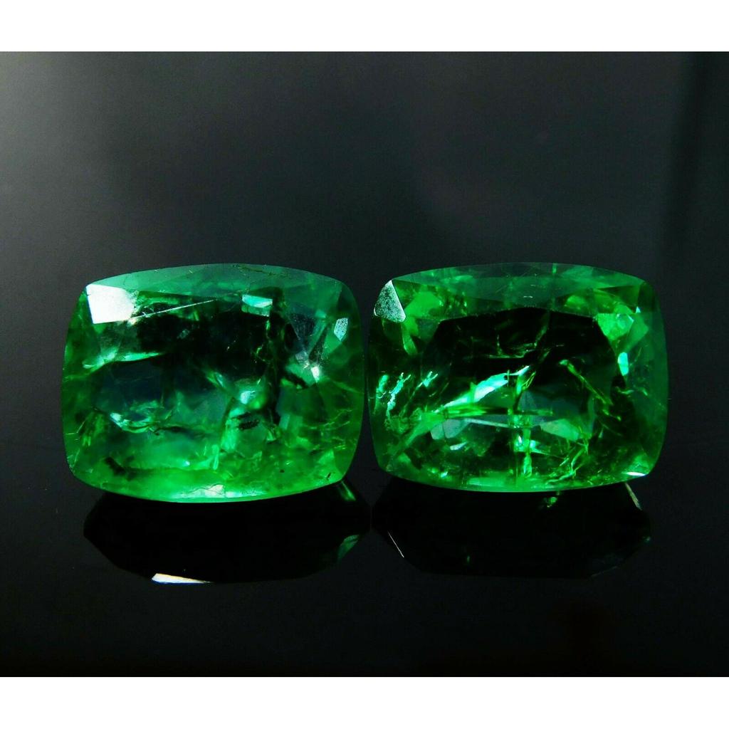 Natural Green Emerald Loose Gemstone 8 To 10 Ct Cushion Cut Pair for Jewelry Making and Crafts