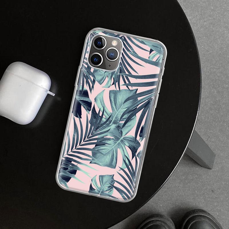 Summer Tropical Plants Green Leaf Phone Case Cover for iPhone 11 12 13 Mini 14 15 Plus 16 Pro Max 17 Air 7 8 + SE Art Customized