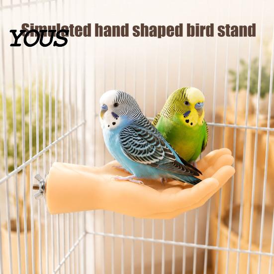 Cockatiel Resting Platform Hand-Shaped Parrot Perch, Realistic Hand Stand with Screw Fastener, Bird Training Perch for Birds Cage Budgie