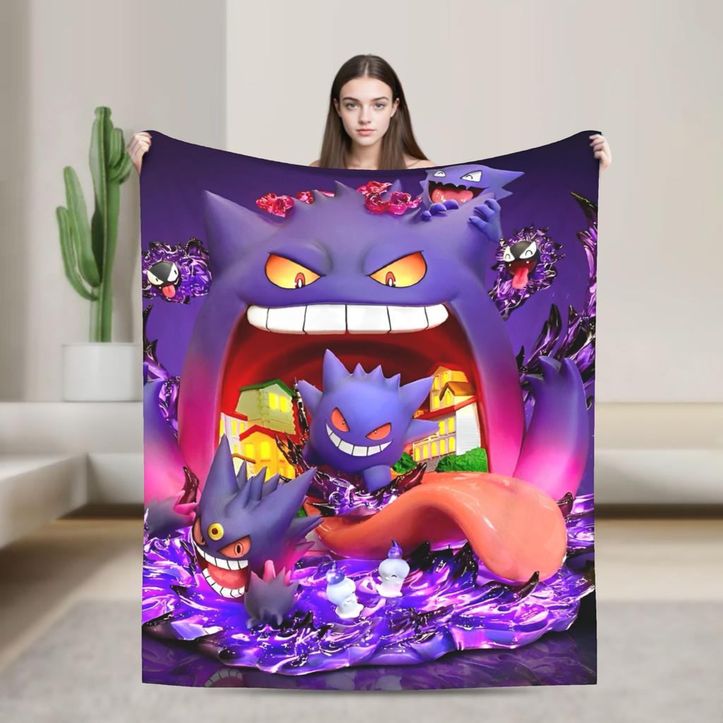 Gengar Cartoon  Blanket  Super Warm Street Trend Plush Throw Blanket For Home Decor Decorative Flannel Bedspread Bed Cover
