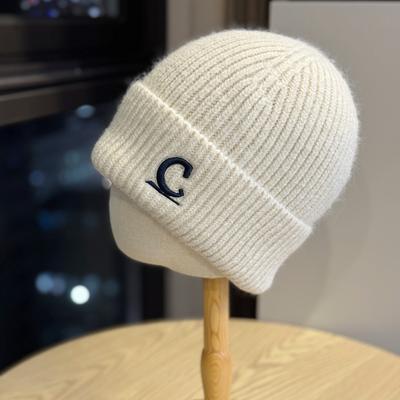 New Autumn and Winter Warm Thick Knitted Woolen Hats for Men and Women Embroidered Faces Young Couples  Cold Hats Versatile Pullover Hats