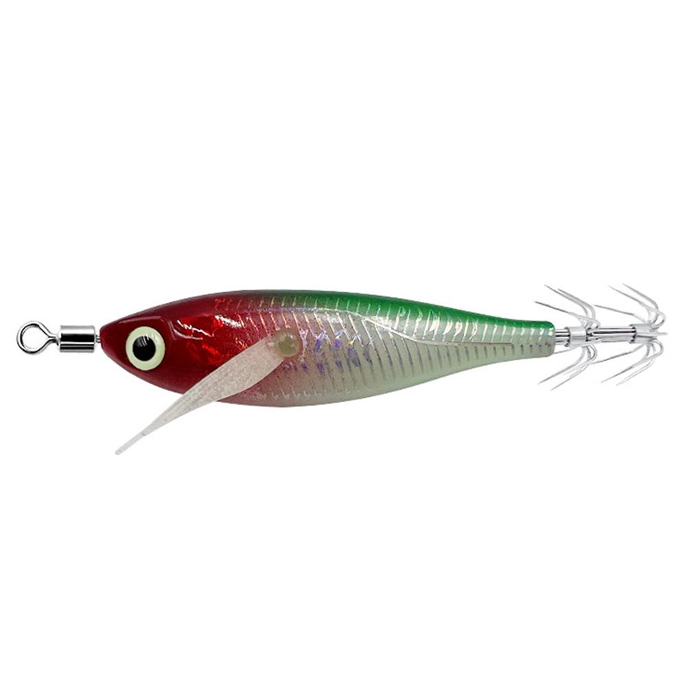 Luminous Artificial Squid Hook Horizontal Prawn Hook 80mm Wood Shrimp Cuttlefish Hard Bait for Cuttlefish Sea Fishing