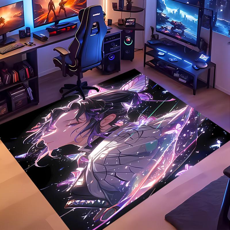 1pc Demon Slayer Shinobu Kocho Entrance Mat, Non-Slip Mat Area Rug,Room Decor, Outdoor Decor, Kitchen Rug,Doormat - Machine Washable, Easy To Clean