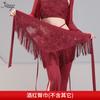 Belly Dance Costume Set With Sequins Women - Stretchy Spandex Performance Outfit In Wine Red Champagne