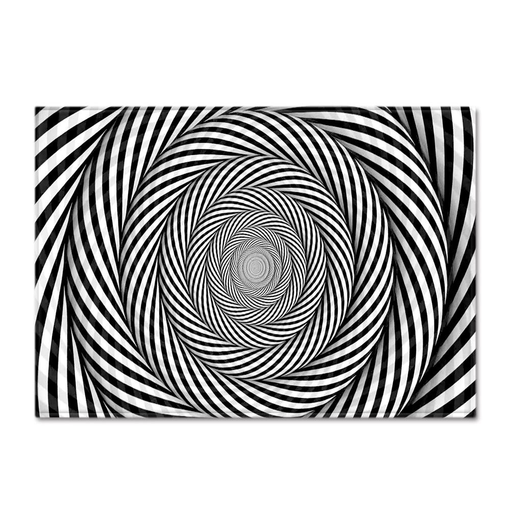 3D Three-Dimensional Large Carpet Door Mat Black And White Vortex Living Room Large Square Floor Mat Non-Slip Foot Mat