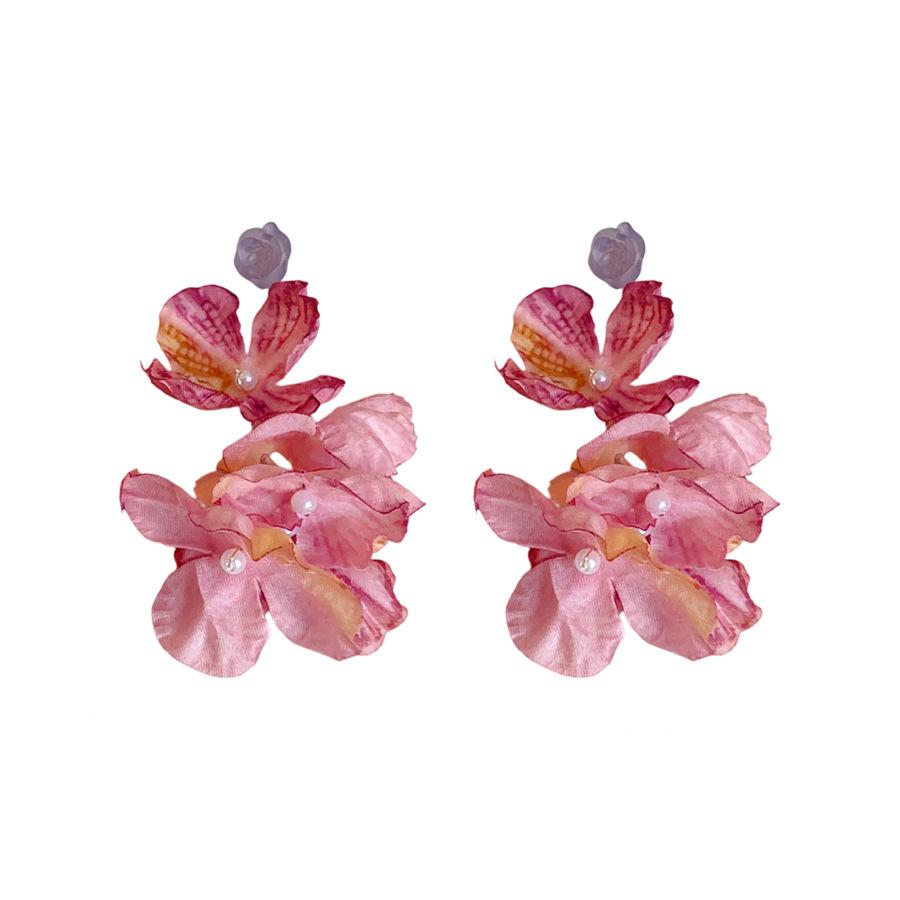 Silver fabric flower fringed earrings niche high-end earrings small fresh and exquisite temperament photo sweet earrings women