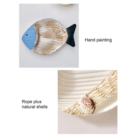 2 Pcs Coastal Ocean Fish Wall Sculpture Nautical Beach Theme Wall Hanging Decor Vintage Farmhouse Wall Art for Bathroom Lake House