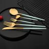 30Pcs/Set Stainless Steel Dinner Black Gold Dinnerware Set Knife Fruit Fork Spoon Cutlery Set Kitchen Tableware Silverware Sets