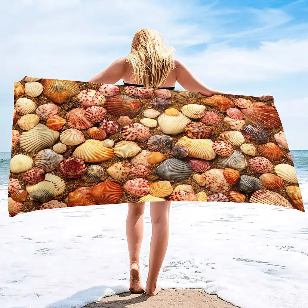 Beach Seashell Starfish Towel Summer Bathroom Soft Absorbent Multipurpose Quick Dry Sand Free