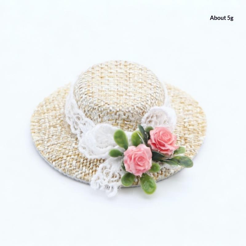 1Pcs Mini Handcrafted Straw Sun Hat Perfect for Dollhouse Summer Scene Decor