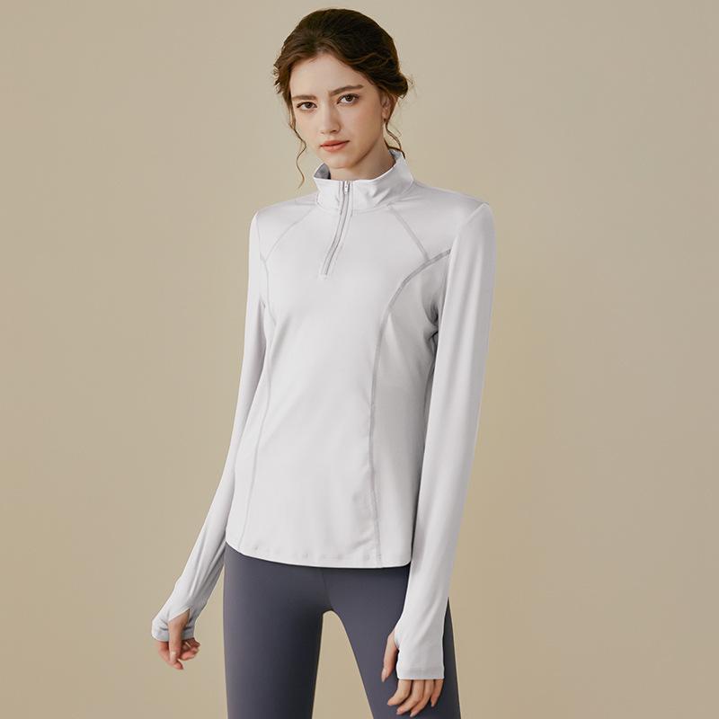 

Women s Slimming Half-Zip Sports Top: Long-Sleeve Yoga Jacket for Running & Training - Autumn/Winter S (for under 95 lbs)
