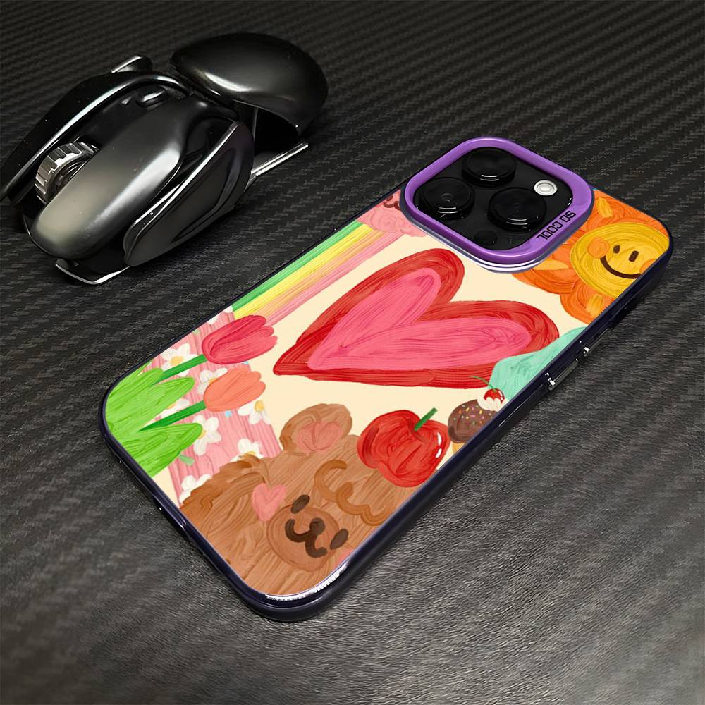 

Children s art Phone Case For iPhone17,16,15,14,13,12,11 Plus,Pro Max Purple Matte Shockproof Cover iPhone14ProMax