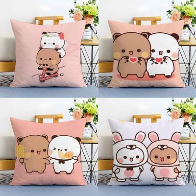 Panda B-Bubu D-Dudu Pillow Case Anti-dustmite Pillowcase Invisible Zipper Silky Sofa Cushion Cover