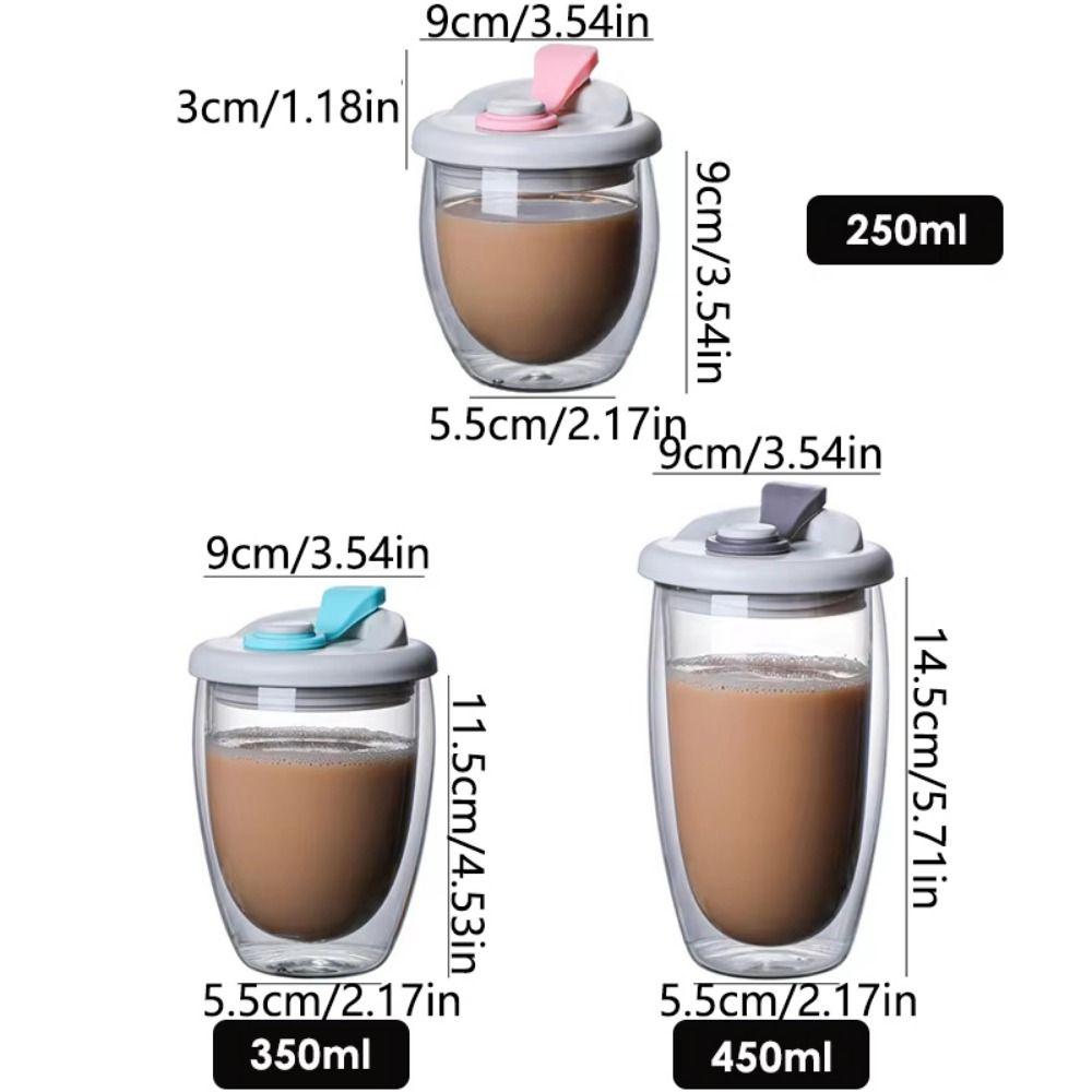 Leak-Proof Transparent Tumbler Cold/Heat Resistant Portable Water Cup Cute Glass Cup with Lid  Tea