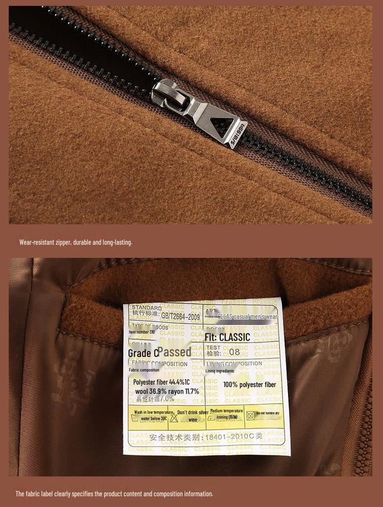 Мужское шерстяное двубортное деловое пальто - осенне-зимний стиль