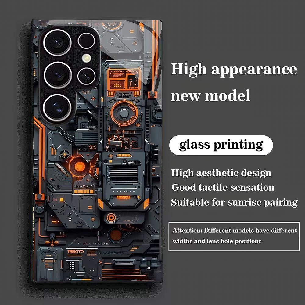 Creative circuit board pattern glass phone case suitable for Samsung Galaxy S26 S25 S24 S22 S21 S20 FE/Ultra/Plus shockproof