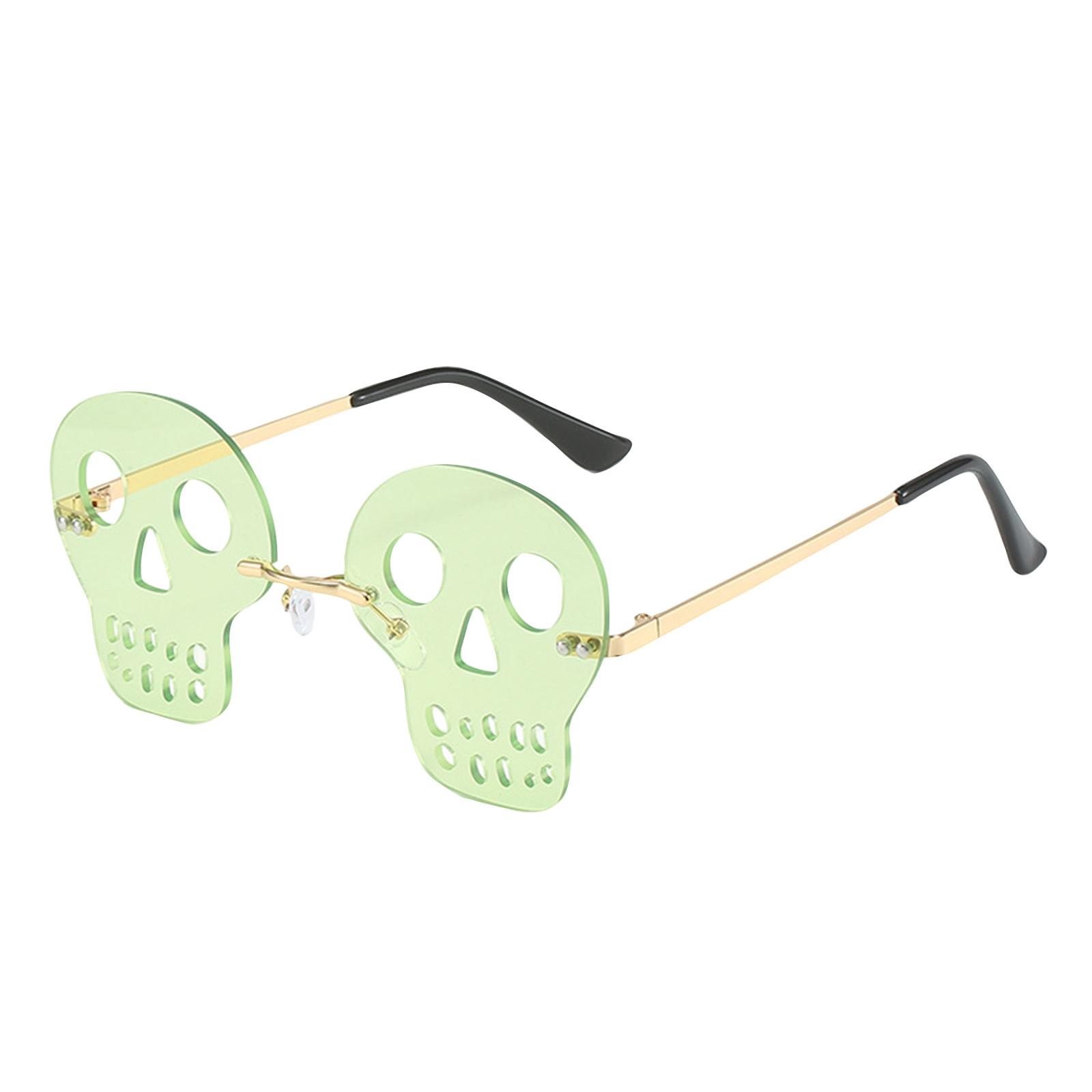 

Rimless Halloween Skulls Sunglasses, Festival Skulls Glasses For Women Men One Size