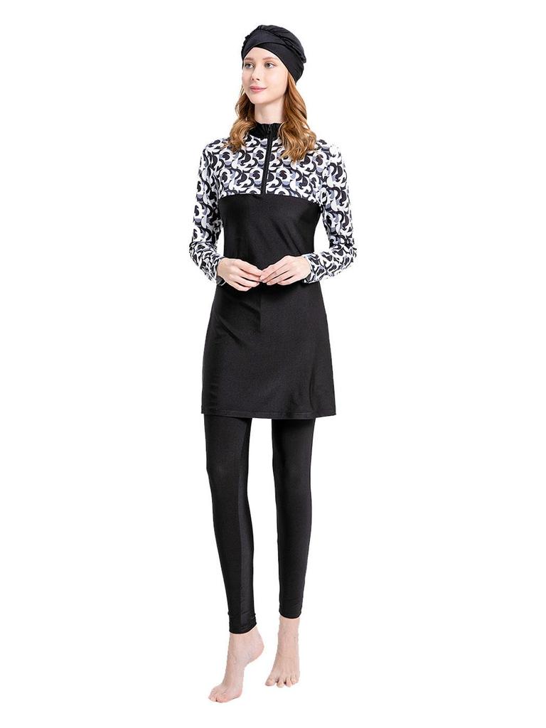 2024 Frühling Damen Dreiteiliges Bedrucktes Badebekleidungsset: Sonnenschutzmittel, Konservativ L076