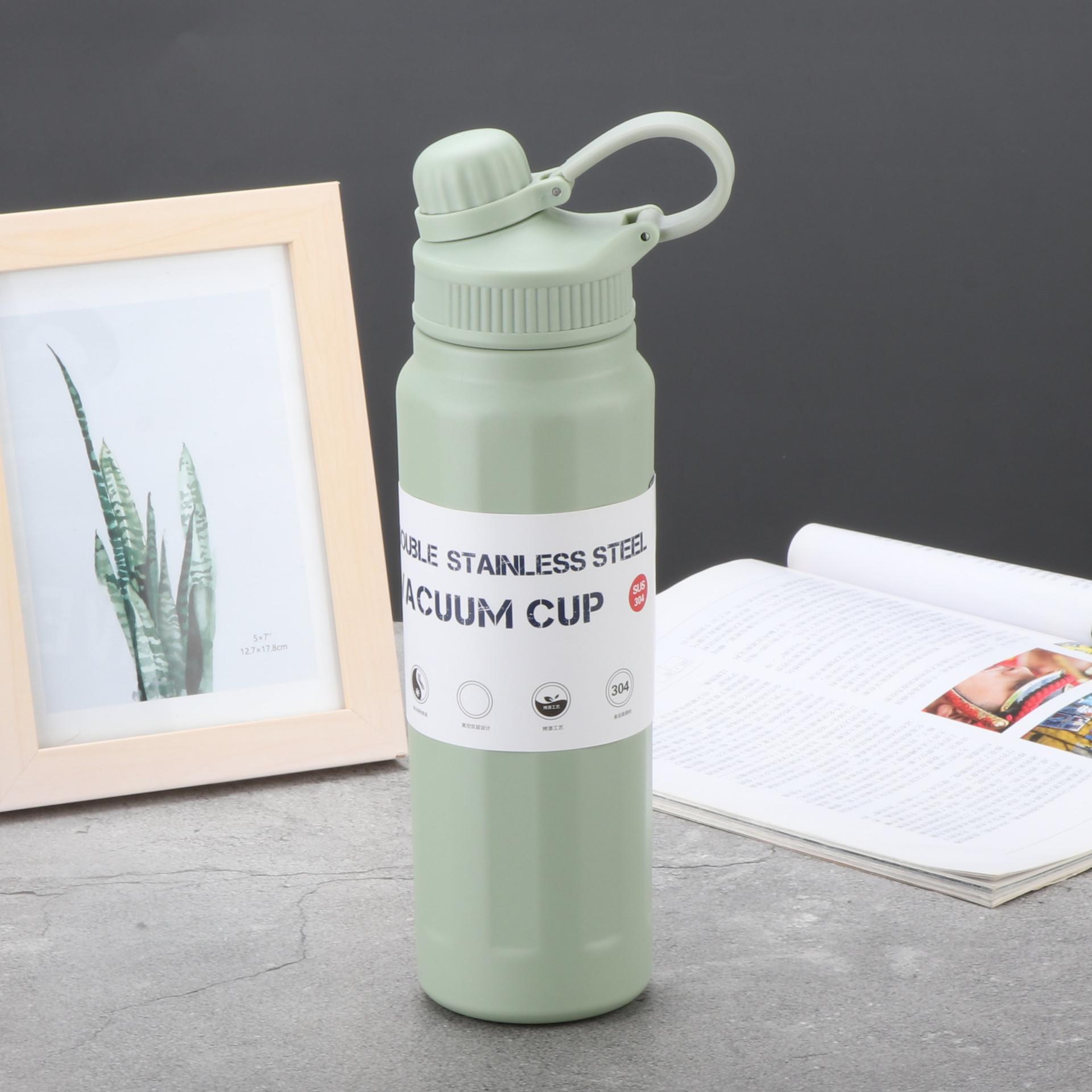 

Модная спортивная чашка для воды Macaron Smart, термос большой емкости, студенческий чайник, термос из нержавеющей стали для улицы 840ml