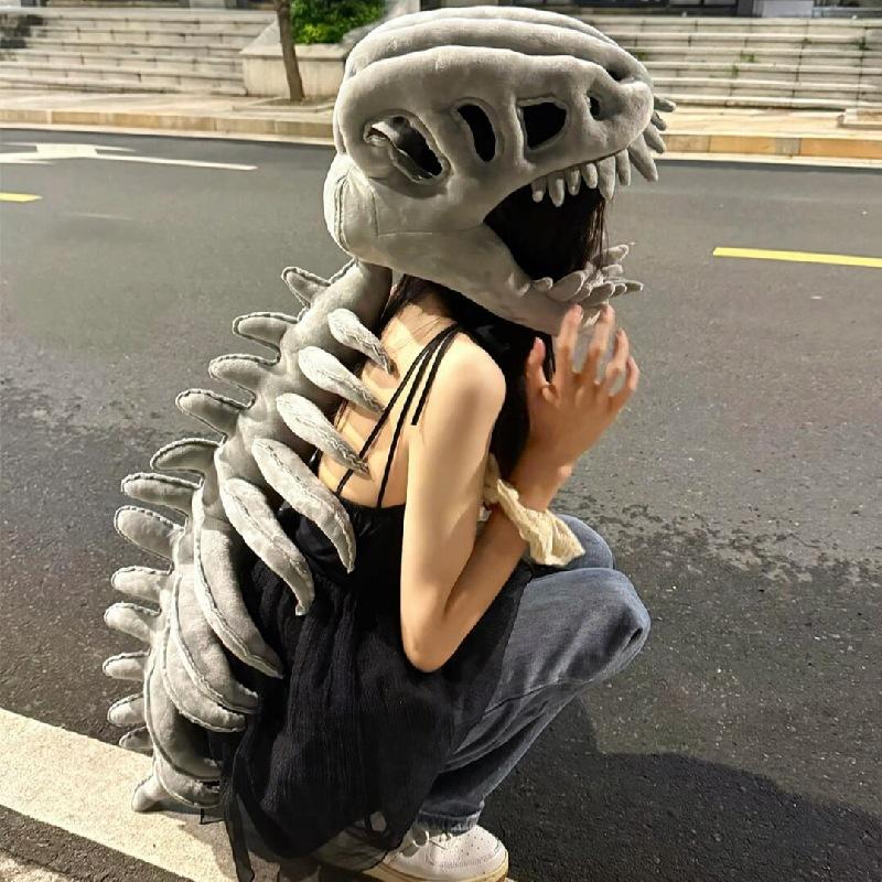 Dinosaur skeleton hood plush toy hat same dress up skeleton doll children funny birthday gift girlfriend