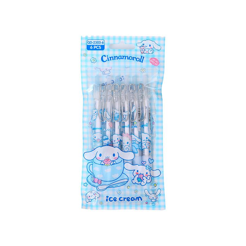 Sanrio 6pcs 0.5mm Press the pen bullet to press the neutral pen with high-value writing pen with good looking student pen Supplies Writing Tools