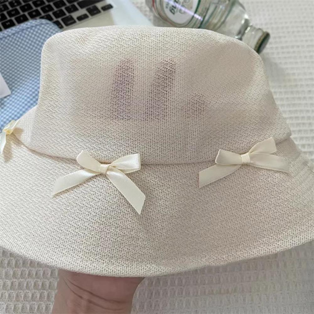 UV Protection Sun Hat Wide Brim Bow Bucket Cap Fashion Hiking Fisherman Hat Camping