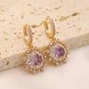 1 Pair Luxury Purple Flowers Dangle Earrings for Women Zirconia Earring Jewelry Wedding Party Accessories