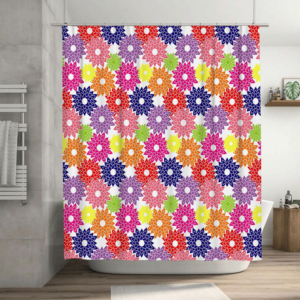 Vibrant Floral Shower Curtain Decorative Pattern for Bathroom Waterproof Fabric 72x84inches