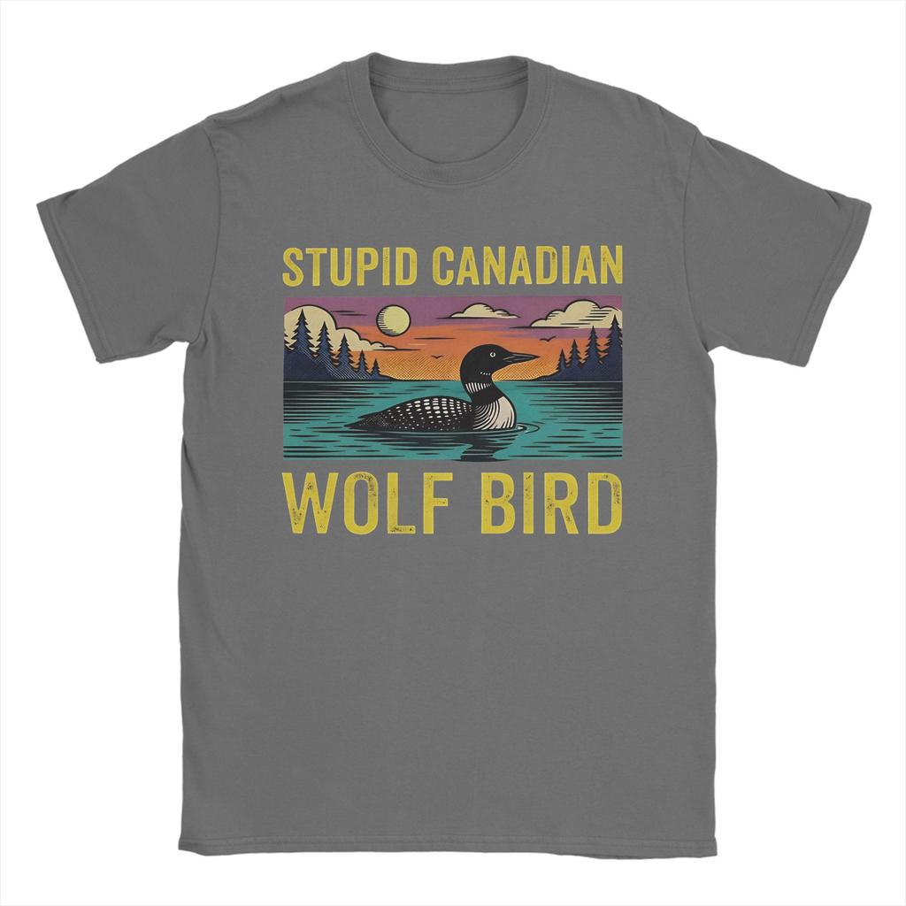 Stupid Canadian Wolf Bird Loon Lover Heated Rivalry T Shirt Summer Trending TShirts Unisex Cotton Oversized ShortSleeve Tops