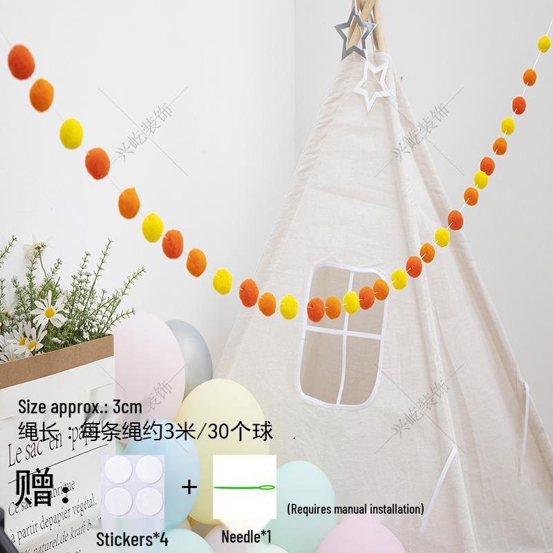 Children’s Room Pompon Bunting Decoration - Birthday Party Tent Backdrop Ornament