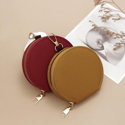 INS Style Japanisch & Koreanisch Runde PU Leder Reißverschluss Münzbörse - Tragbare Mini Tasche, Kartenhalter & Schlüsseletui für Damen