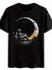 T-Shirt Astronaut Mond Druck - Lässiges Rundhals Kurzarm T-Shirt