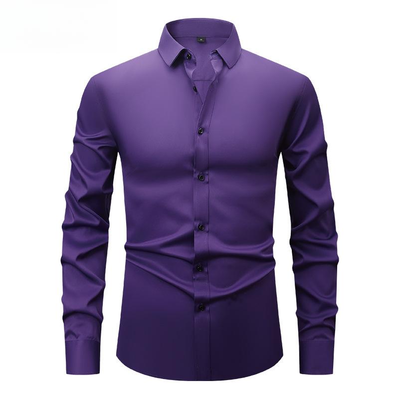 

Мужская белая рубашка большого размера, устойчивая к сминанию, тянущаяся 3XL【220-240】 фиолетовый
