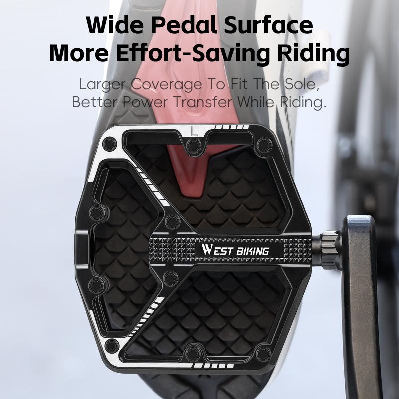 WEST BIKING Dual DU Bike Pedals Aluminum Alloy Widen Anti-slip Bicycle Pedal Lightweight Cycling Pedal MTB Road Bike Accessories 6