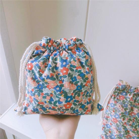 Fruit Print Drawstring Storage Bag Change Coin Lipstick Headphone Pouch Mini Cute Candy Jewelry Pocket Organizer Cosmetic Bags