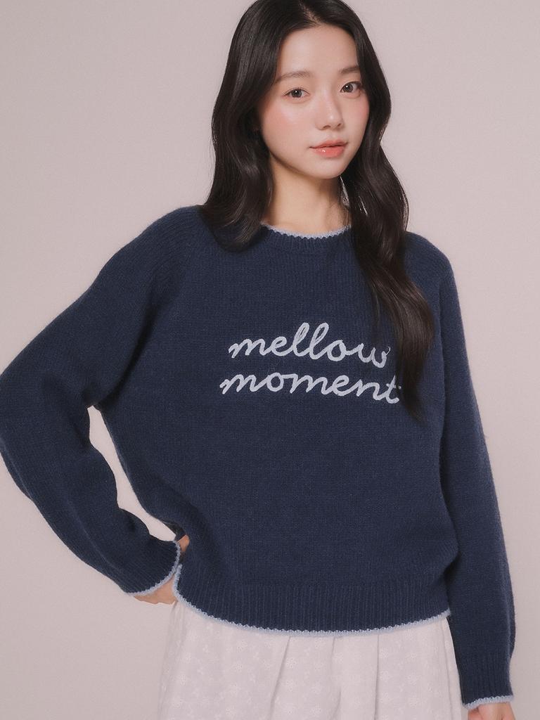 Mellotoli Mellow Embroidered Line Knit Top (2 Colors)