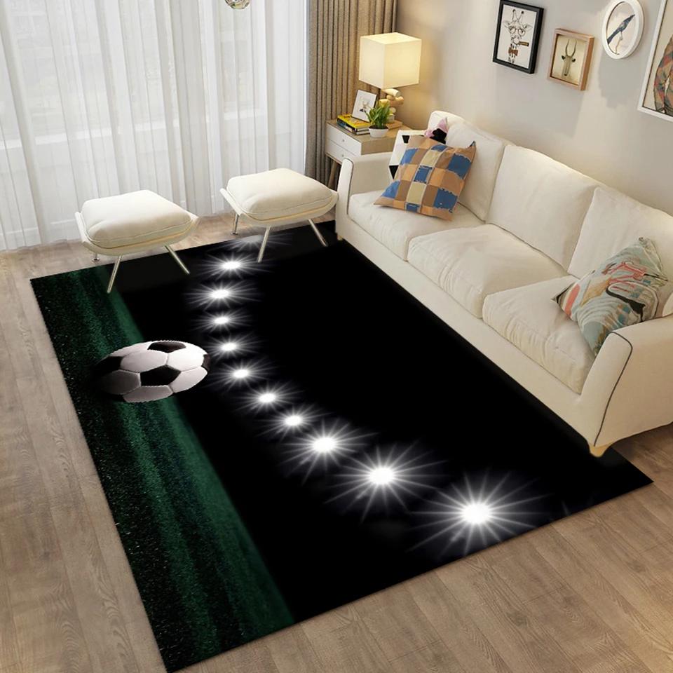 3D Football Printing Floor Mat Carpets for Living Room Soccer Field Area Rug Kids Bedroom Bathroom Mats Anti-slip Home Mat Rugs
