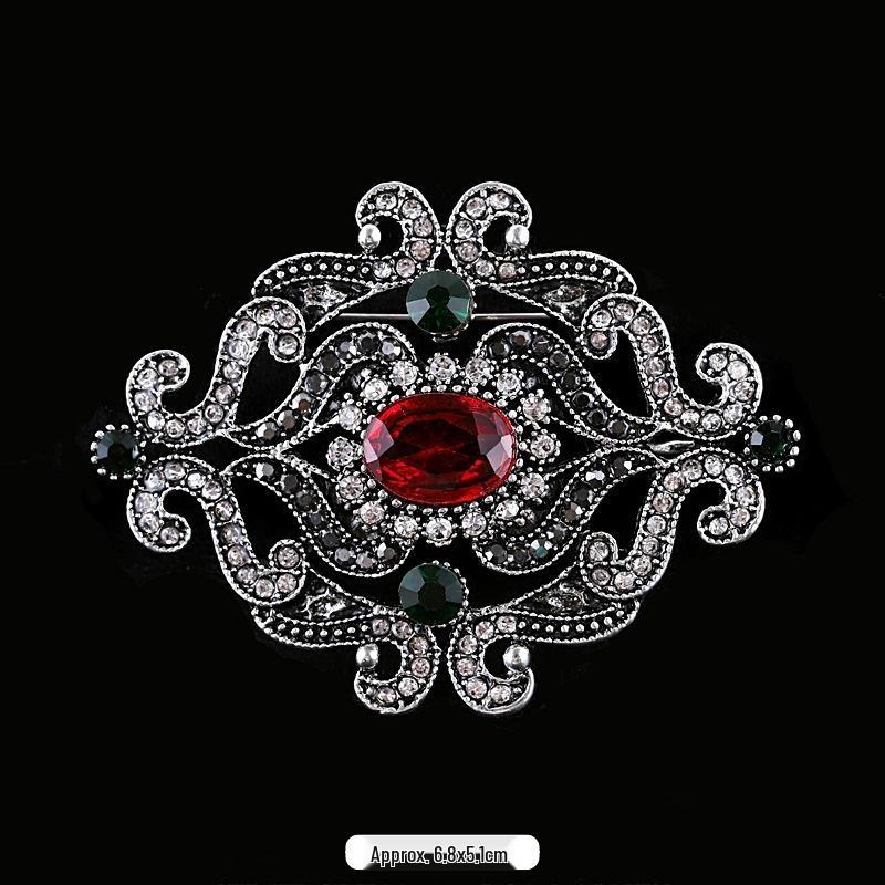 Baroque Style Crystal Brooch - Unisex Retro Palace Metal Lapel Pin