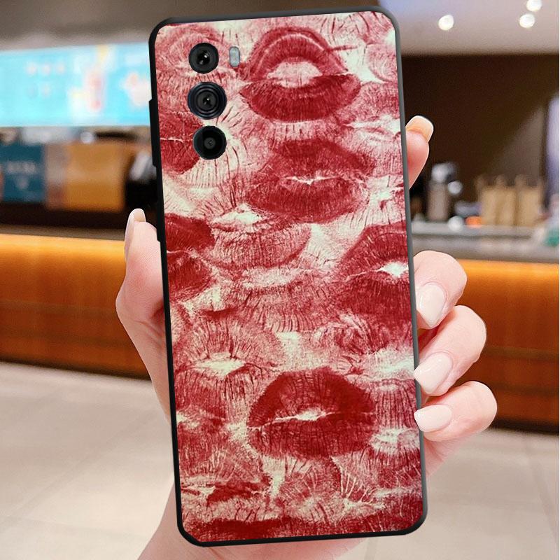 Black Red Lips Kiss Phone Case For Motorola Edge 60 50 40 Pro 60 50 40 30 Ultra Neo Fusion Moto G Play G Stylus G Carcasas