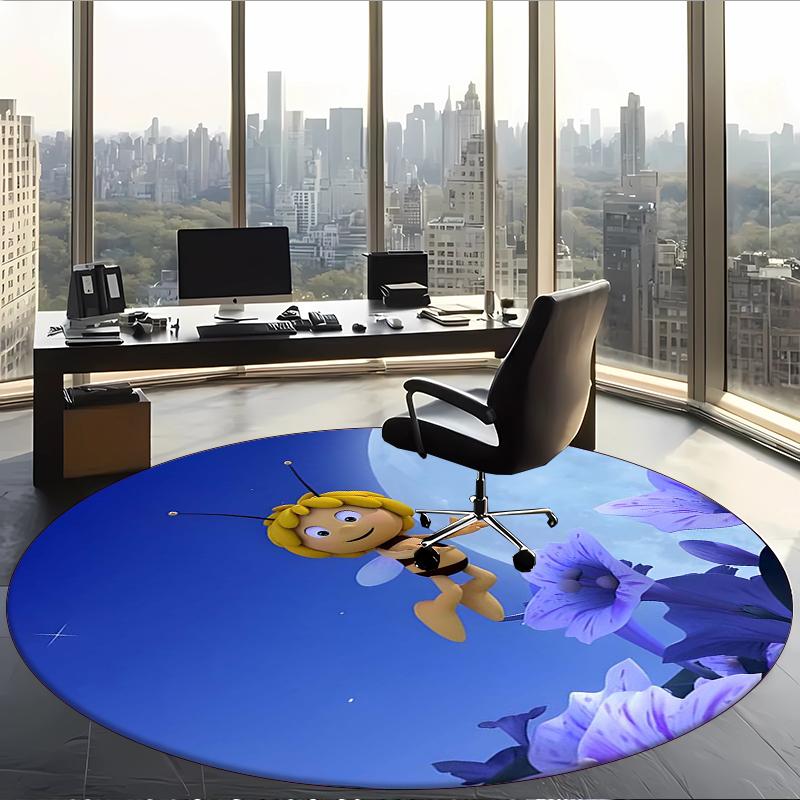 Maya The Bee (1) Round Office Rug Decorative Floor Rug for Office Bedroom Living Room and Home Space