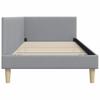 Corner Bed Frame Light Grey 100 Cm X 200 Cm Fabric and Plywood