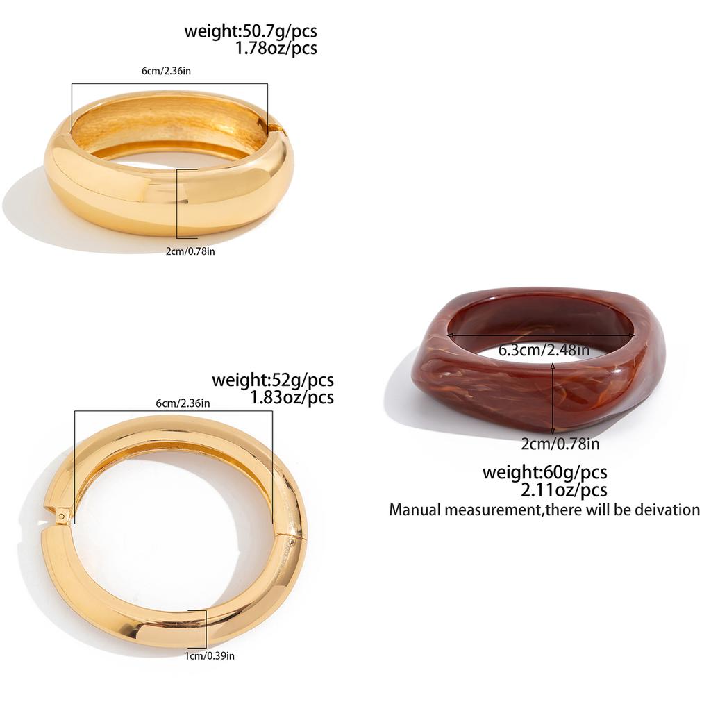 Ingemark 4 Styles Hip Hop Irregular Resin Plastic Bangles for Women Punk Irregular Metal Spring Bracelets Grunge Jewelry Gift